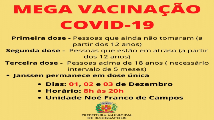 Notícia: Iracemápolis realiza “Mega vacinação” contra covid-19