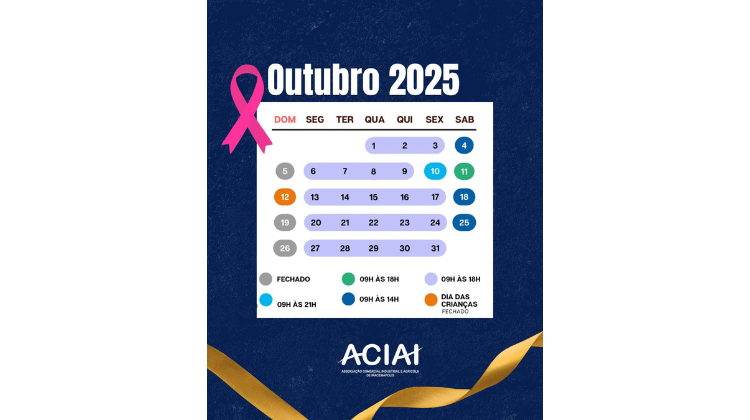 Notícia: Outubro chegou e com ele, o novo calendário do comércio!